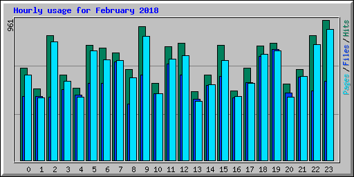Hourly usage for February 2018